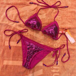 Hale Bob Cabana Bikini Set Swimsuit Hot Pink